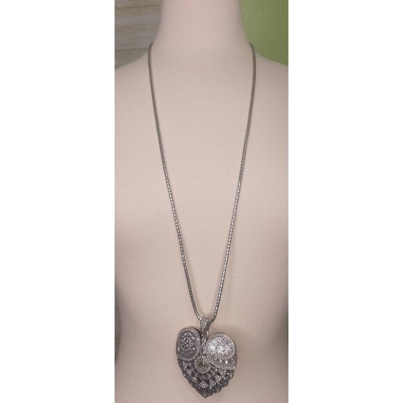 Brighton Mumtaz Large Heart Convertible Silver Adjustable Necklace - Picture 2 of 8